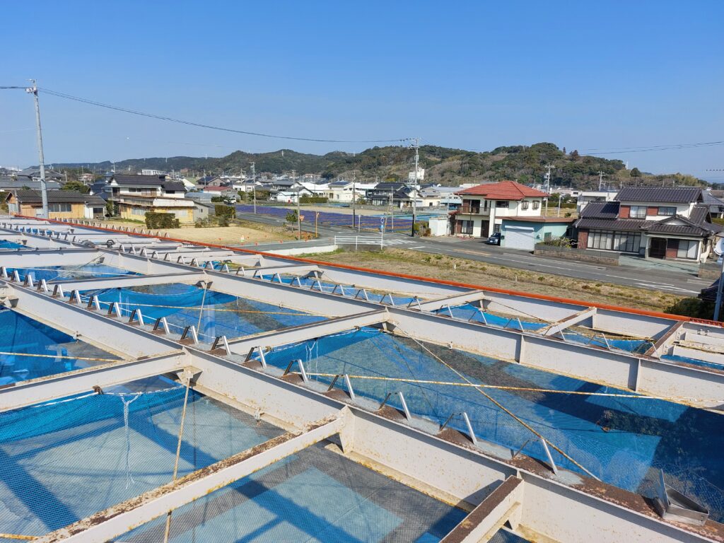 雨漏り修理　掛川市にて、会社内駐車場屋根。折板葺き替え工事。