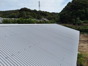 雨漏り修理　御前崎市　スレート屋根から板金屋根に。