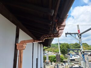 藤枝市　寺院　銅竪樋取替工事