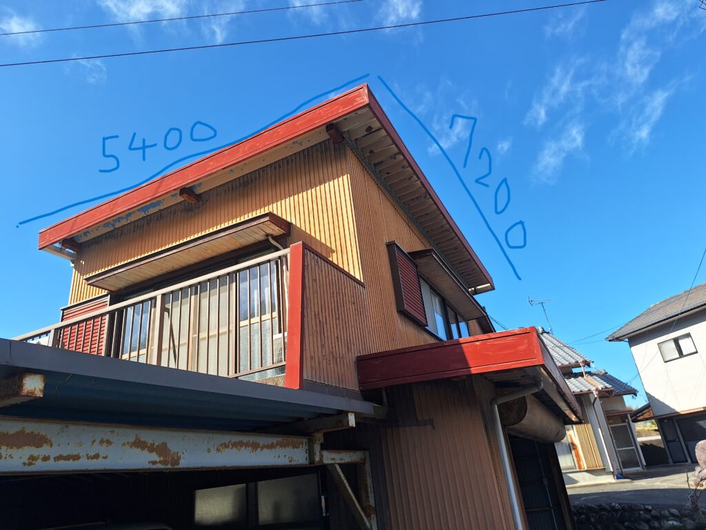 牧之原市　車庫屋根折板カバールーフ